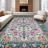Ultra Soft Area Rug, Non Slip, Stain Resistant, Washable Area Rugs for Living Room, Bedroom, Chic Vintage Floral Arrangement(Gray)