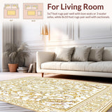Ultra Soft Area Rug, Non Slip, Stain Resistant, Washable Area Rugs for Living Room, Bedroom, & Non Shedding Ivory Beige(White)