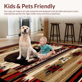 Ultra Soft Area Rug, Non Slip, Stain Resistant, Washable Area Rugs for Living Room, Bedroom, Vibrant Red and Brown Ethnic Pattern(Brown)