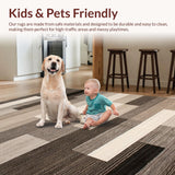 Ultra Soft Area Rug, Non Slip, Stain Resistant, Washable Area Rugs for Living Room, Bedroom, Modern Soft Neutral Geometric Shapes(Beige)