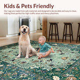 Ultra Soft Area Rug, Non Slip, Stain Resistant, Washable Area Rugs for Living Room, Bedroom, Distinctive Forest Green Insect Motif(Green)