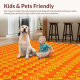 Ultra Soft Area Rug, Non Slip, Stain Resistant, Washable Area Rugs for Living Room, Bedroom, Contemporary Whimsical Character Design(Orange)
