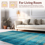 Ultra Soft Area Rug, Non Slip, Stain Resistant, Washable Area Rugs for Living Room, Bedroom, Coastal Dreamscape Rug with Geometric Turtle and Modern Ocean Wave Design(Blue)