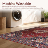 Ultra Soft Area Rug, Non Slip, Stain Resistant, Washable Area Rugs for Living Room, Bedroom, Sophisticated Classic Trellis Theme(Red)