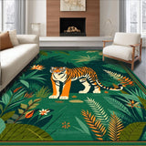 Ultra Soft Area Rug, Non Slip, Stain Resistant, Washable Area Rugs for Living Room, Bedroom, Vintage Jungle Ethnic Aesthetic(Green)