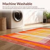 Ultra Soft Area Rug, Non Slip, Stain Resistant, Washable Area Rugs for Living Room, Bedroom, Artful Bright Tiled Composition(Orange)