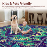 Ultra Soft Area Rug, Non Slip, Stain Resistant, Washable Area Rugs for Living Room, Bedroom, Enchanting Circular Color Fusion(Purple)