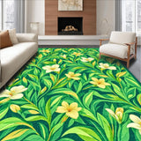 Ultra Soft Area Rug, Non Slip, Stain Resistant, Washable Area Rugs for Living Room, Bedroom, Chic Minimalist Green Bloom Style(Green)