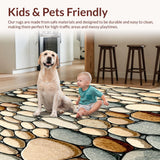 Ultra Soft Area Rug, Non Slip, Stain Resistant, Washable Area Rugs for Living Room, Bedroom, Artisan Pebble Path Runner Boho Zen Neutral Decor(Beige)