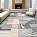 Ultra Soft Area Rug, Non Slip, Stain Resistant, Washable Area Rugs for Living Room, Bedroom, Chic Minimalist Textured Geometric Motif(Gray)