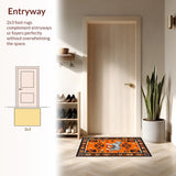 Ultra Soft Area Rug, Non Slip, Stain Resistant, Washable Area Rugs for Living Room, Bedroom, Exotic Orange Spiritual Aesthetic(Orange)