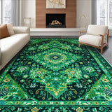 Ultra Soft Area Rug, Non Slip, Stain Resistant, Washable Area Rugs for Living Room, Bedroom, Boho Green Floral Nursery Non Slip Rug(Green)