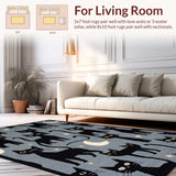 Ultra Soft Area Rug, Non Slip, Stain Resistant, Washable Area Rugs for Living Room, Bedroom, Charming Whimsical Feline Aesthetic(Black)