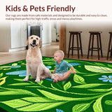 Ultra Soft Area Rug, Non Slip, Stain Resistant, Washable Area Rugs for Living Room, Bedroom, Vibrant Nature-Inspired Bug Motif(Green)