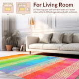 Ultra Soft Area Rug, Non Slip, Stain Resistant, Washable Area Rugs for Living Room, Bedroom, Playful Soft Green Geometric Motif(Orange)