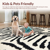 Ultra Soft Area Rug, Non Slip, Stain Resistant, Washable Area Rugs for Living Room, Bedroom, Luxury Shag Bedroom Rug Zebra Pattern Plush Easy Care(Black)