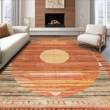 Ultra Soft Area Rug, Non Slip, Stain Resistant, Washable Area Rugs for Living Room, Bedroom, Vibrant Abstract Natural Elements(Orange)