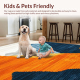 Ultra Soft Area Rug, Non Slip, Stain Resistant, Washable Area Rugs for Living Room, Bedroom, Bright Minimalist Circle Artwork(Orange)