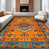 Ultra Soft Area Rug, Non Slip, Stain Resistant, Washable Area Rugs for Living Room, Bedroom, Trendy Bright Floral Geometry(Orange)