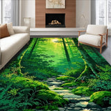 Ultra Soft Area Rug, Non Slip, Stain Resistant, Washable Area Rugs for Living Room, Bedroom, Whimsical Green Leaf Design(Green)