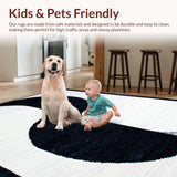 Ultra Soft Area Rug, Non Slip, Stain Resistant, Washable Area Rugs for Living Room, Bedroom, Bold Black and White Geometric(Black)