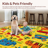 Ultra Soft Area Rug, Non Slip, Stain Resistant, Washable Area Rugs for Living Room, Bedroom, Counting Animals Educational Carpet for Children Room(Yellow)