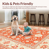 Ultra Soft Area Rug, Non Slip, Stain Resistant, Washable Area Rugs for Living Room, Bedroom, Luxurious Minimalist Tiled Arrangement(Orange)