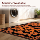 Ultra Soft Area Rug, Non Slip, Stain Resistant, Washable Area Rugs for Living Room, Bedroom, Playful Halloween Character Design(Orange)