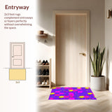Ultra Soft Area Rug, Non Slip, Stain Resistant, Washable Area Rugs for Living Room, Bedroom, Cheerful Color Splash Symmetry(Purple)