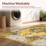 Ultra Soft Area Rug, Non Slip, Stain Resistant, Washable Area Rugs for Living Room, Bedroom, Sophisticated Diamond Trellis Design(Yellow)