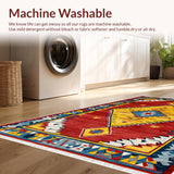 Ultra Soft Area Rug, Non Slip, Stain Resistant, Washable Area Rugs for Living Room, Bedroom, Tribal Multi-Color Living Room Wool Carpet(White)