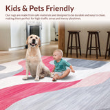 Ultra Soft Area Rug, Non Slip, Stain Resistant, Washable Area Rugs for Living Room, Bedroom, Sleek Light Grey Elegant Swirls(Gray)