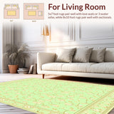 Ultra Soft Area Rug, Non Slip, Stain Resistant, Washable Area Rugs for Living Room, Bedroom, Desert Bloom Area Pale Green Beige Floral Easy Care Non Shedding Medium(Green)