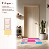 Ultra Soft Area Rug, Non Slip, Stain Resistant, Washable Area Rugs for Living Room, Bedroom, Joyful Colorful Educational Elements(Pink)