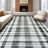 Ultra Soft Area Rug, Non Slip, Stain Resistant, Washable Area Rugs for Living Room, Bedroom, Striped Modern Entryway Rug: Handwoven Geometric Doormat(Black)