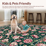 Ultra Soft Area Rug, Non Slip, Stain Resistant, Washable Area Rugs for Living Room, Bedroom, Ornate Oriental Floral Harmony(Green)