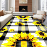 Ultra Soft Area Rug, Non Slip, Stain Resistant, Washable Area Rugs for Living Room, Bedroom, Rustic Floral Buffalo Check(Yellow)