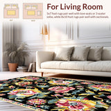 Ultra Soft Area Rug, Non Slip, Stain Resistant, Washable Area Rugs for Living Room, Bedroom, Sleek Black and Yellow Geometric Pattern(Black)