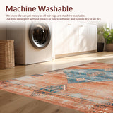 Ultra Soft Area Rug, Non Slip, Stain Resistant, Washable Area Rugs for Living Room, Bedroom, Artistic Vintage Ethnic Motif(Orange)