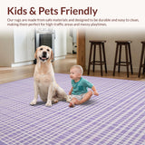 Ultra Soft Area Rug, Non Slip, Stain Resistant, Washable Area Rugs for Living Room, Bedroom, Trendy Light Purple Trellis Design(Purple)