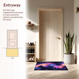 Ultra Soft Area Rug, Non Slip, Stain Resistant, Washable Area Rugs for Living Room, Bedroom, Planet Earth Kids Playroom Space-Themed Carpet(Purple)