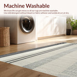 Elegant Black & White Stripe Woven Indoor/(Beige)