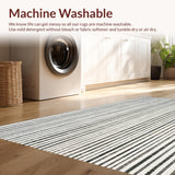 Ultra Soft Area Rug, Non Slip, Stain Resistant, Washable Area Rugs for Living Room, Bedroom, White Striped Rug(Black)