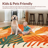 Ultra Soft Area Rug, Non Slip, Stain Resistant, Washable Area Rugs for Living Room, Bedroom, Quirky Colorful Retro Vibes(Orange)