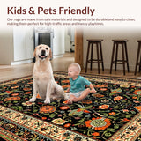 Ultra Soft Area Rug, Non Slip, Stain Resistant, Washable Area Rugs for Living Room, Bedroom, Artistic Black and Orange Visuals(Black)