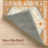 Ultra Soft Area Rug, Non Slip, Stain Resistant, Washable Area Rugs for Living Room, Bedroom, Artful Distressed Linear Patterns(Orange)