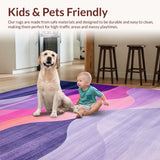 Ultra Soft Area Rug, Non Slip, Stain Resistant, Washable Area Rugs for Living Room, Bedroom, Vibrant Abstract Layered Design(Purple)