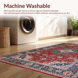 Ultra Soft Area Rug, Non Slip, Stain Resistant, Washable Area Rugs for Living Room, Bedroom, Vibrant Boho Tiled Arrangement(Red)