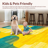 Ultra Soft Area Rug, Non Slip, Stain Resistant, Washable Area Rugs for Living Room, Bedroom, Soft Microfiber Artistic Expression(Yellow)