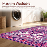Ultra Soft Area Rug, Non Slip, Stain Resistant, Washable Area Rugs for Living Room, Bedroom, Vibrant Aztec Geometric Aesthetic(Purple)